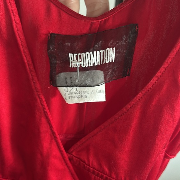 Reformation 100% Silk Getty Red Wrap Dress - Picture 5 of 11